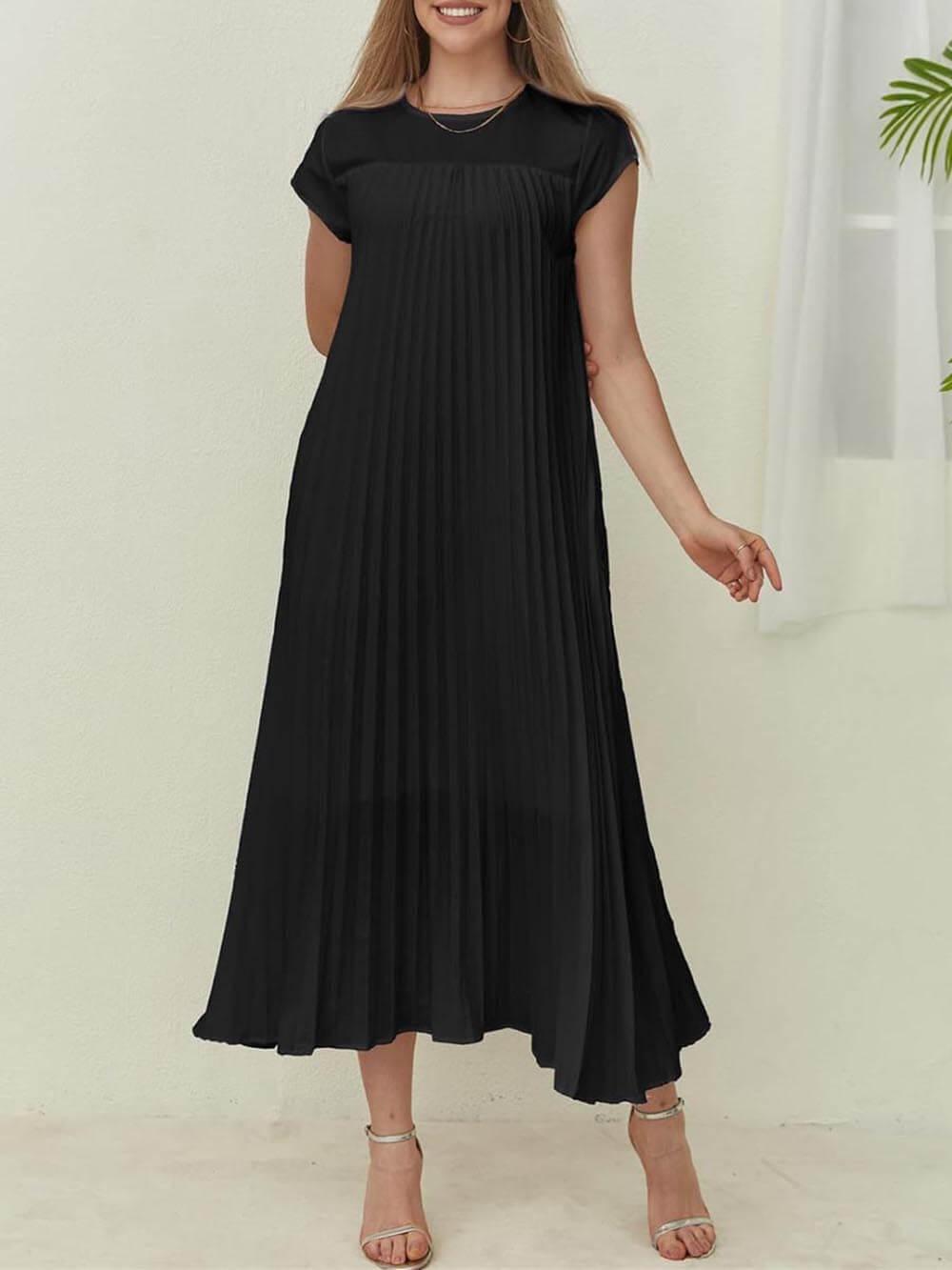 Aurohaya Elegant Stylish Sleeveless Pleated Maxi Dress