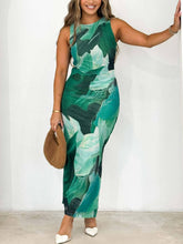 Aurohaya Printed Sleeveless Slim Fit Dress Green