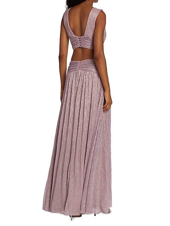 Aurohaya V-Neck Hollow Slit Maxi Dress