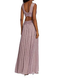 Aurohaya V-Neck Hollow Slit Maxi Dress