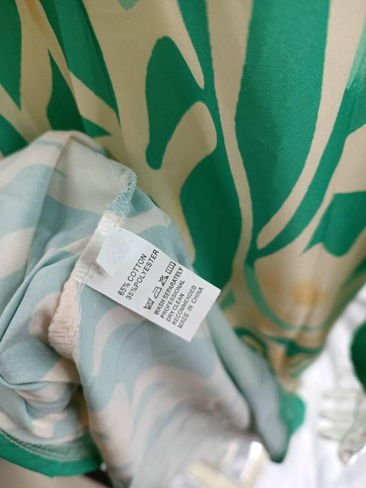 Aurohaya Printed V-neck Long-sleeved Loose Dress