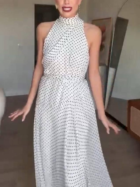 Aurohaya Irregular Hem Polka Dot Dress