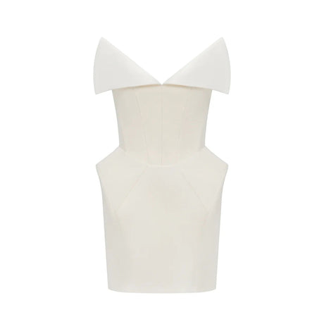 Aurohaya Alba White Barrel Waist Corset Mini Dress