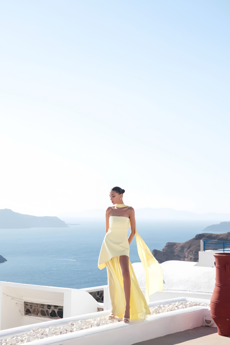 Aurohaya Solène Off-Shoulder Ruched Maxi Gown