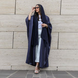 Bright Satin Solid Color Bat Sleeves Open Abaya