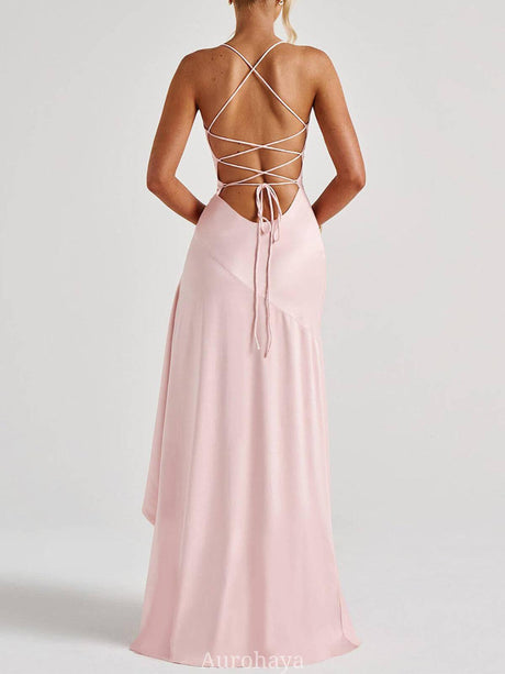 Aurohaya Delphine Spaghetti-Strap Ruffle Maxi Dress