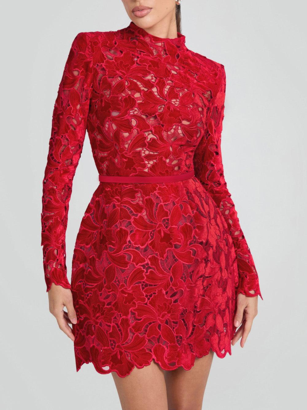 Aurohaya Elegant And Sophisticated Lace Mini Dress