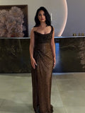Elegant Sequin Slit Party Maxi Dress