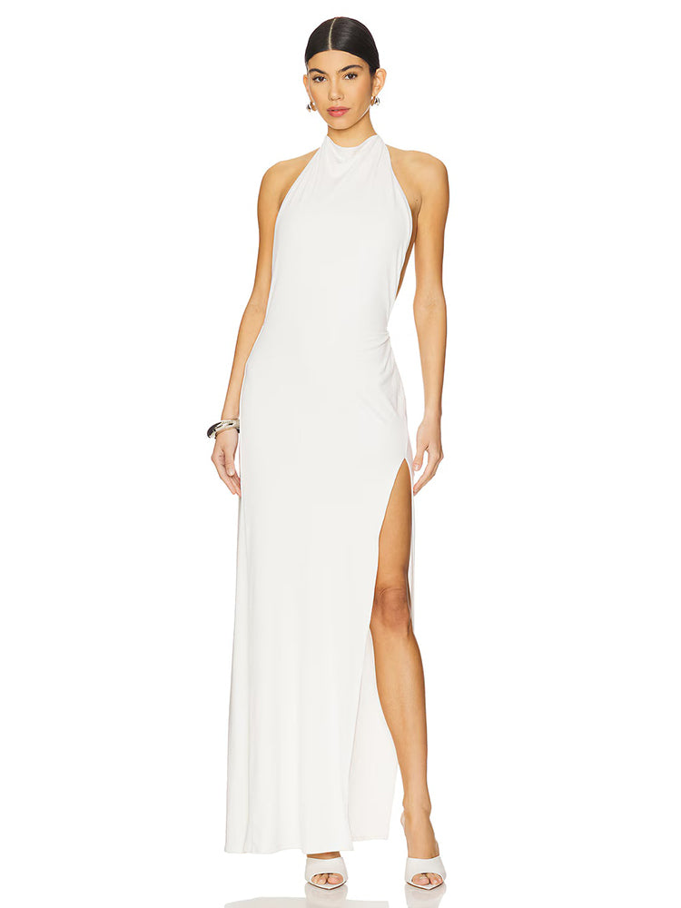 Aurohaya Aliénor Halter Backless Maxi Dress