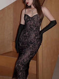 Lace Slim Sling Midi Dress