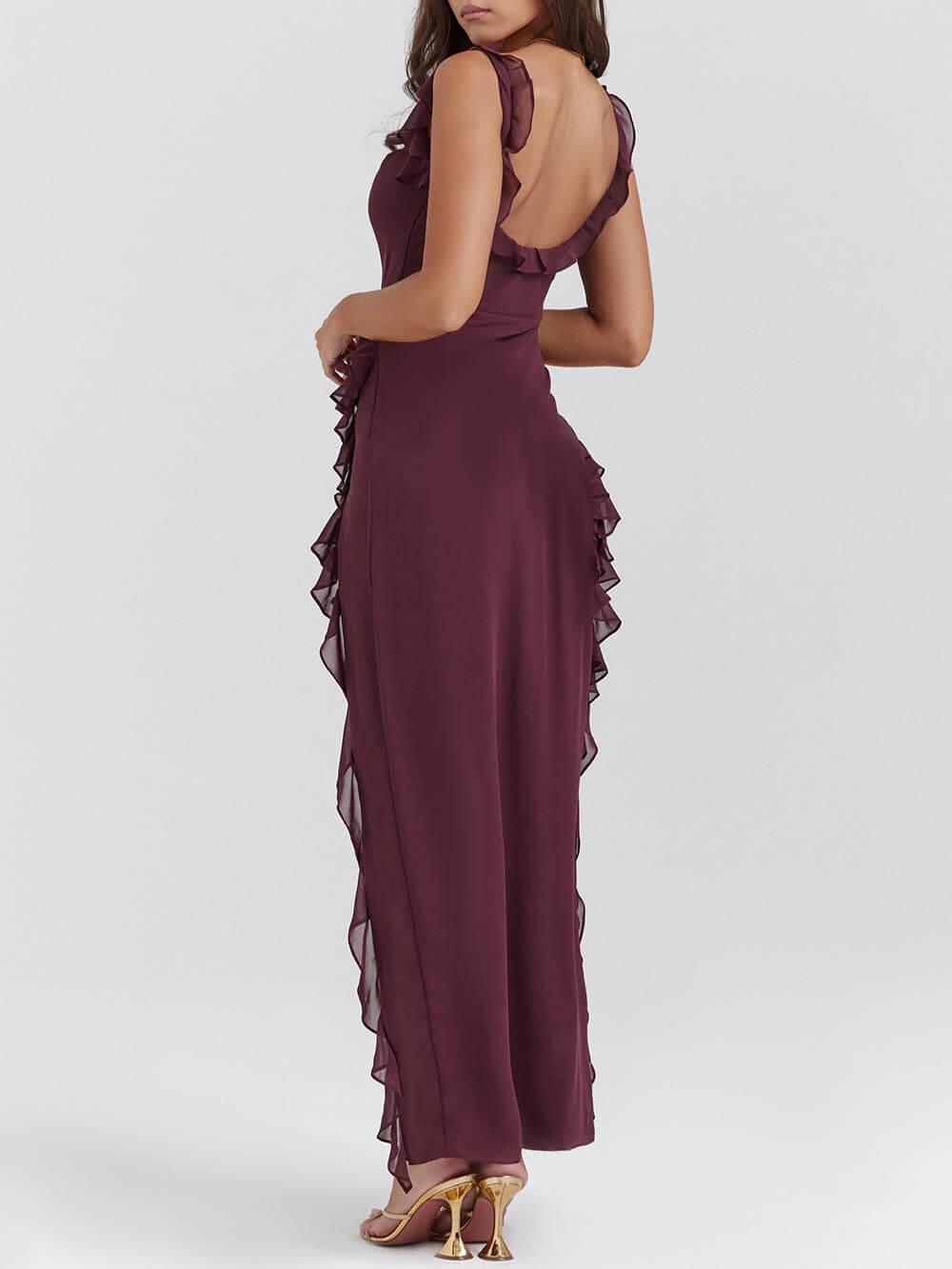 Aurohaya Mulberry Ruffle Maxi Dress