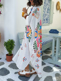Casual Positioning Print Loose Resort Shirt Midi Dress