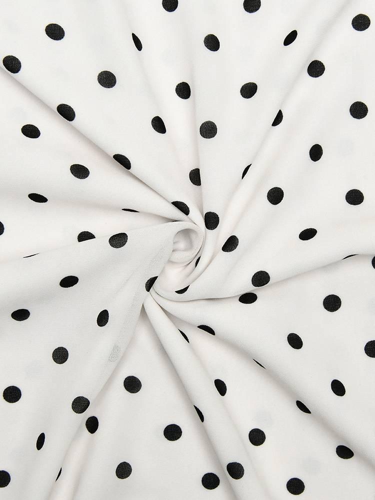 Aurohaya Polka Dot Suspender Irregular Swing Collar Dress