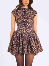 Aurohaya Elegant And Stylish Leopard Print Mini Dress Brown