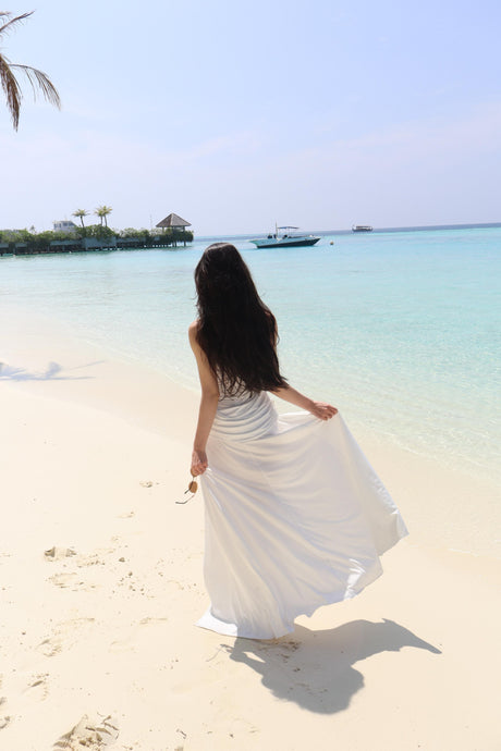 Aurohaya Selyra High-Neck Ruched Maxi Dress