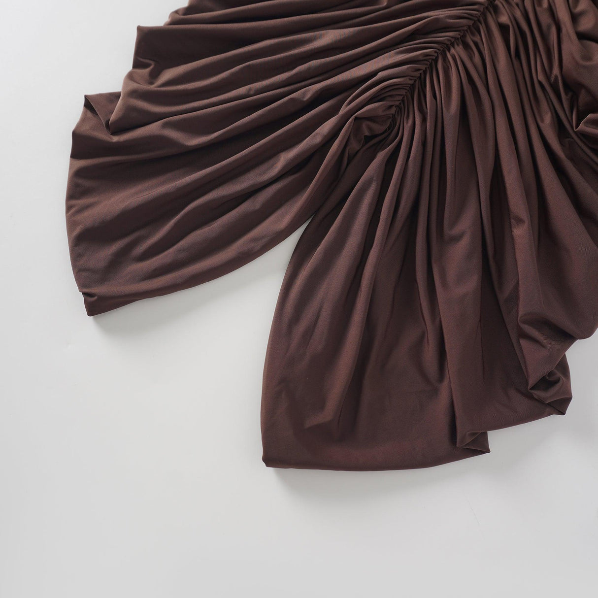 Aurohaya Charitina Brown Fitted Ruched Midi Dress