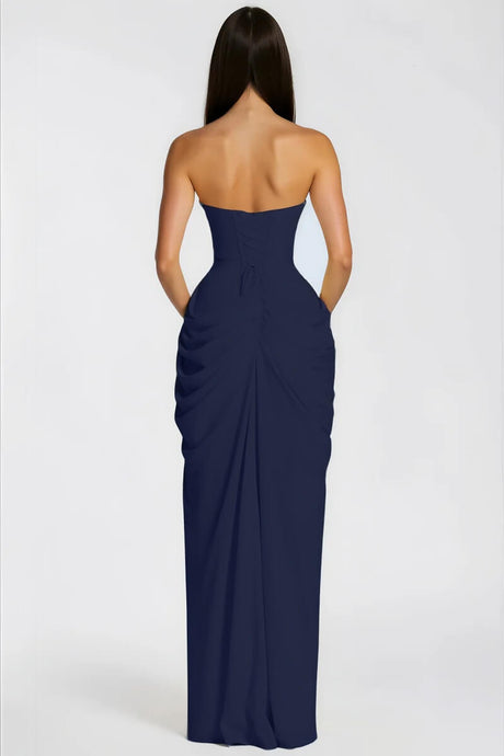 Aurohaya Azalée Strapless Draped High-Slit Maxi Dress
