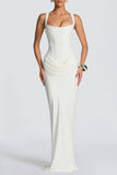 Aurohaya Hortense Sleeveless Square Neck Maxi Dress White