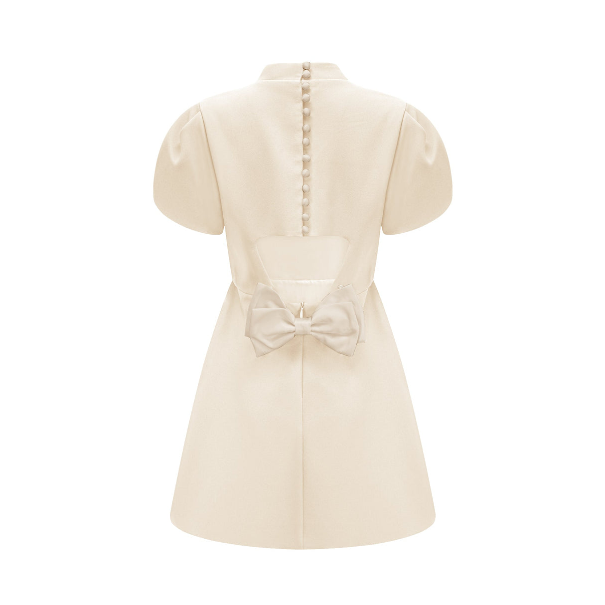 Aurohaya Anna White Petal Sleeve Cut Out Bow Mini Dress