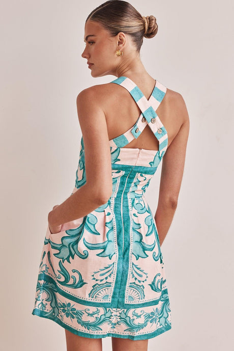 Aurohaya Exquisite Painted Floral Print Camisole Mini Dress