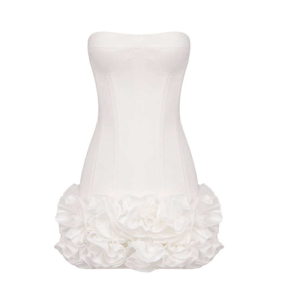 Aurohaya Isadora Strapless Corset Mini Dress White