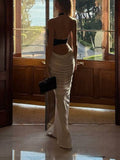 Unique Design Black And White Contrast Color Dress