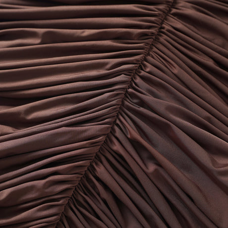 Aurohaya Charitina Brown Fitted Ruched Midi Dress