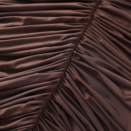 Aurohaya Charitina Brown Fitted Ruched Midi Dress