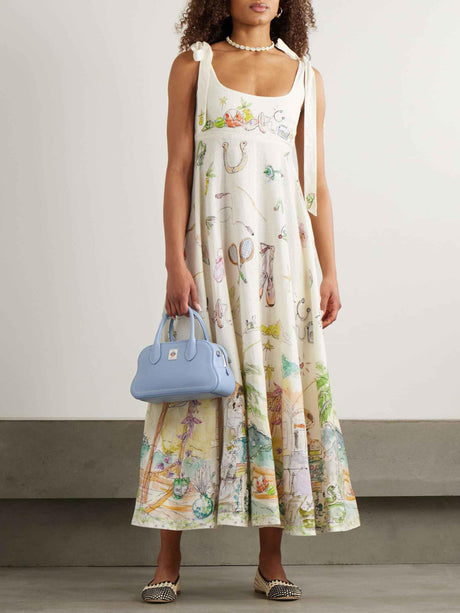 Aurohaya Exquisite Fantasy Floral Print Lace-up Maxi Dress