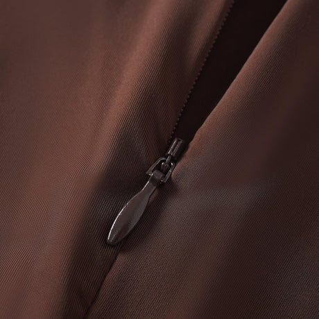 Aurohaya Charitina Brown Fitted Ruched Midi Dress