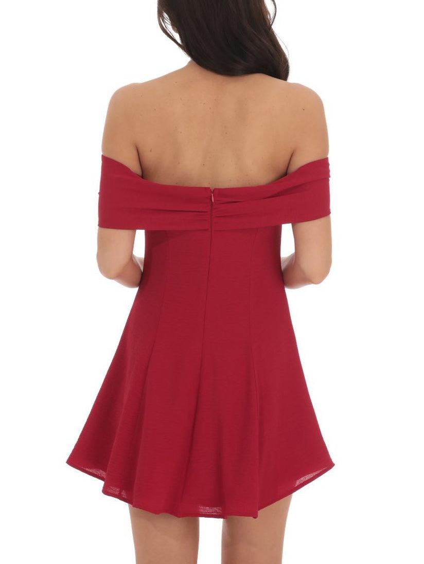 Aurohaya Elegant One Shoulder Bow Mini Dress
