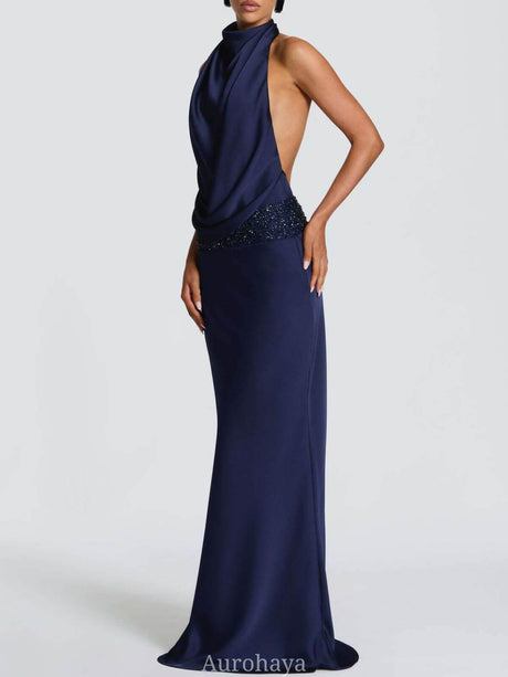 Aurohaya Camille Backless Sequin Satin Maxi Dress