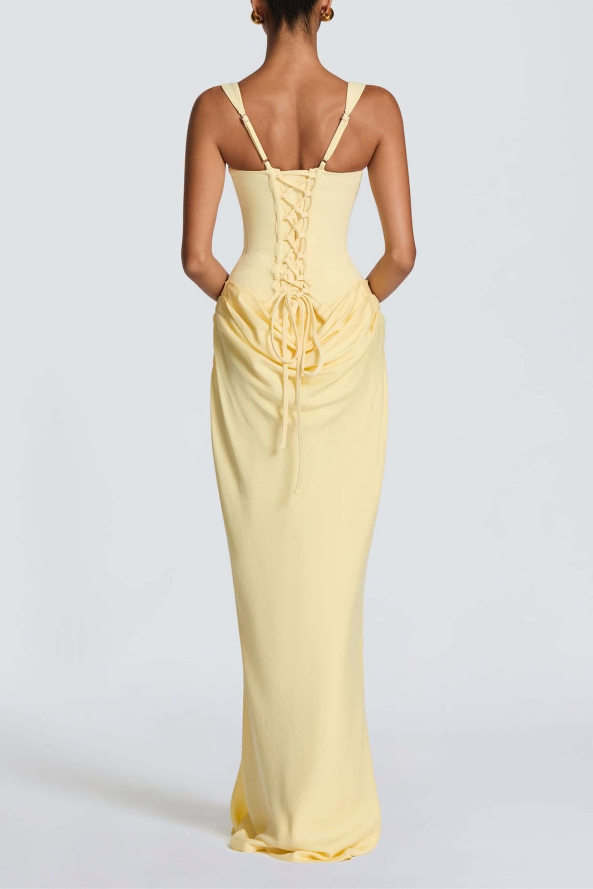 Hortense Square Neck Corset Maxi Dress / Yellow
