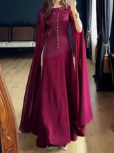Round Neck Long Split Slit Sleeve Maxi Dress, DES104