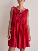 Casual V-neck Tie-strap Sleeveless Mini Dress