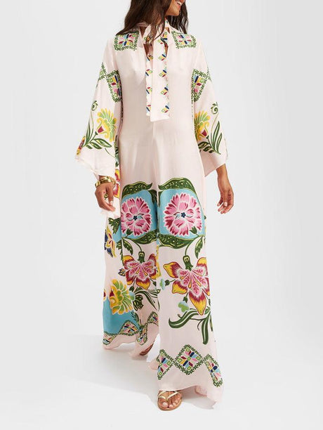 Aurohaya Exquisite Sunshine Floral Print Flowing Maxi Dress