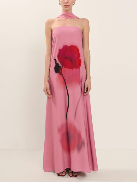 Aurohaya Unique Floral Print Off-the-shoulder Maxi Dress