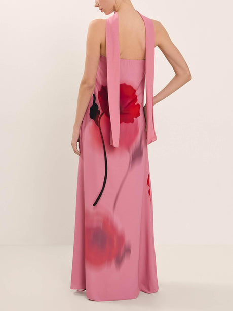 Aurohaya Unique Floral Print Off-the-shoulder Maxi Dress