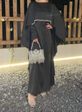 Elegant Satin Cape Abaya 2-Piece Set