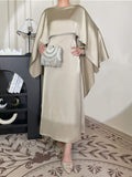 Elegant Satin Cape Abaya 2-Piece Set