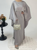 Elegant Satin Cape Abaya 2-Piece Set