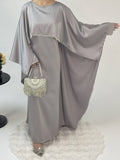 Elegant Satin Cape Abaya 2-Piece Set