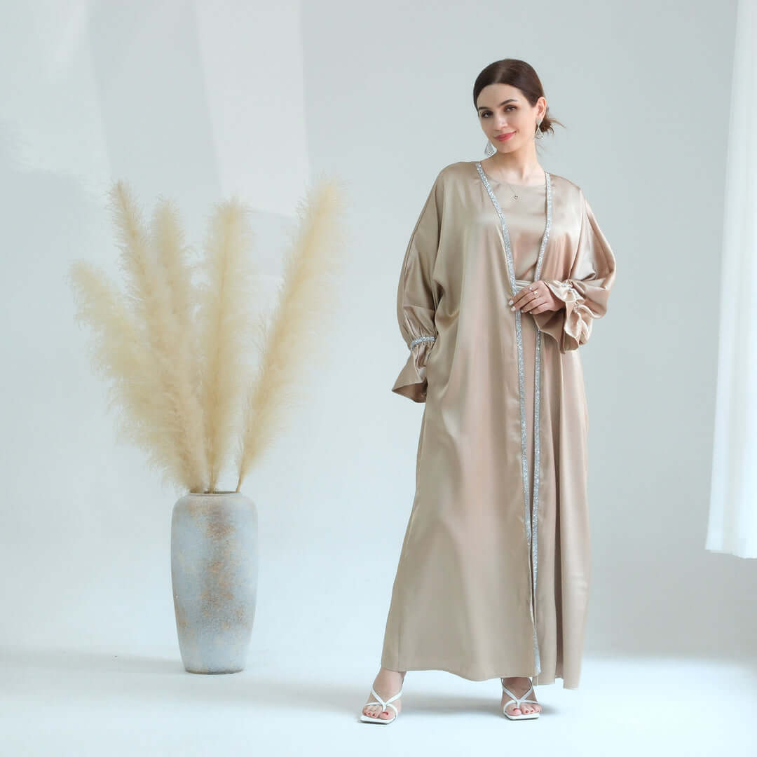 Luxury Satin Abaya 3-Piece Set