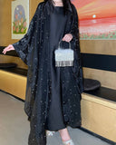 StarLight Pearl Organza Open Abaya Dress 2-Piece Set