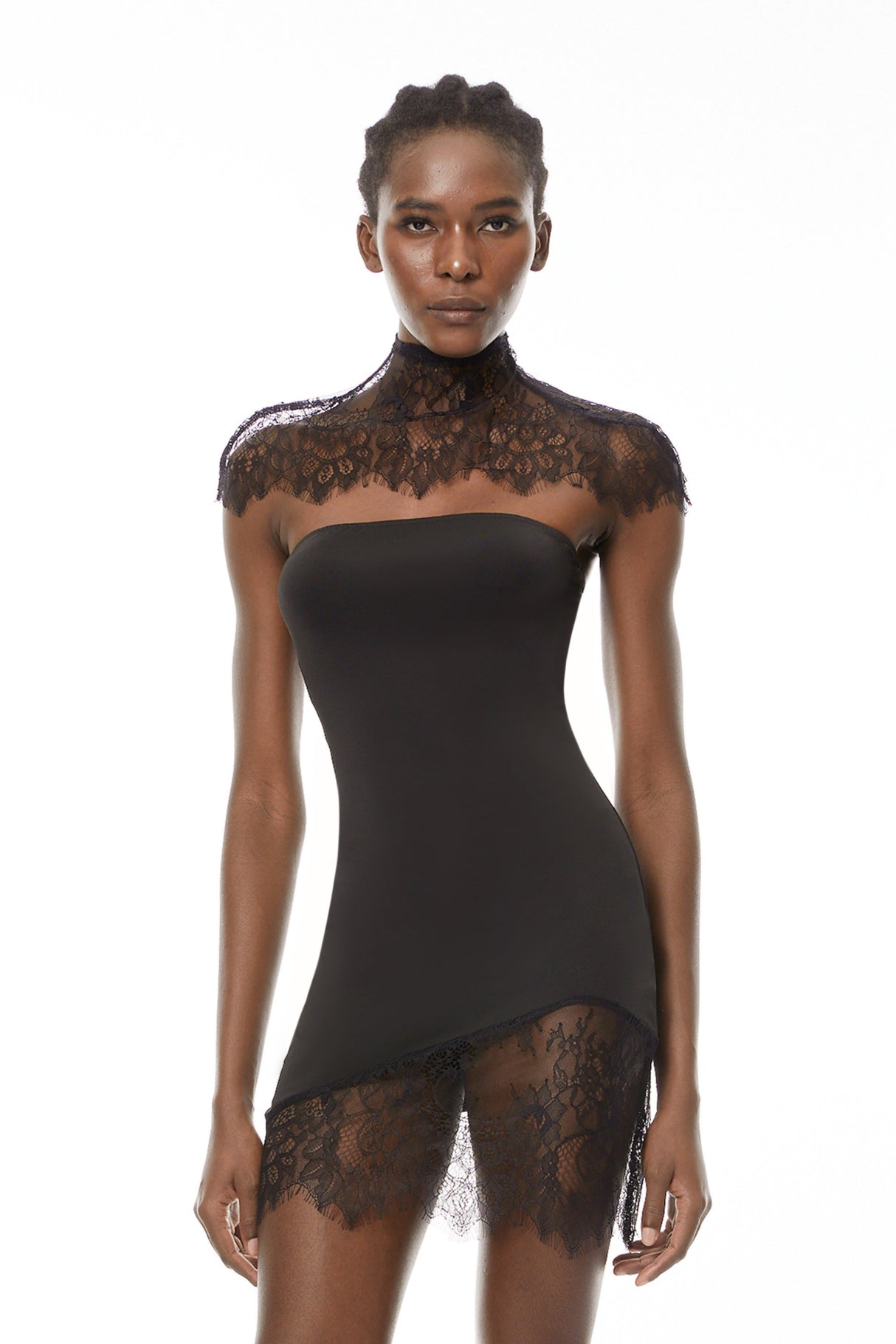 Aurohaya Alvaro Black Lace Shawl & Dress Set
