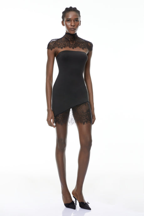 Aurohaya Alvaro Black Lace Shawl & Dress Set