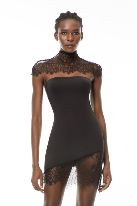 Aurohaya Alvaro Black Lace Shawl & Dress Set