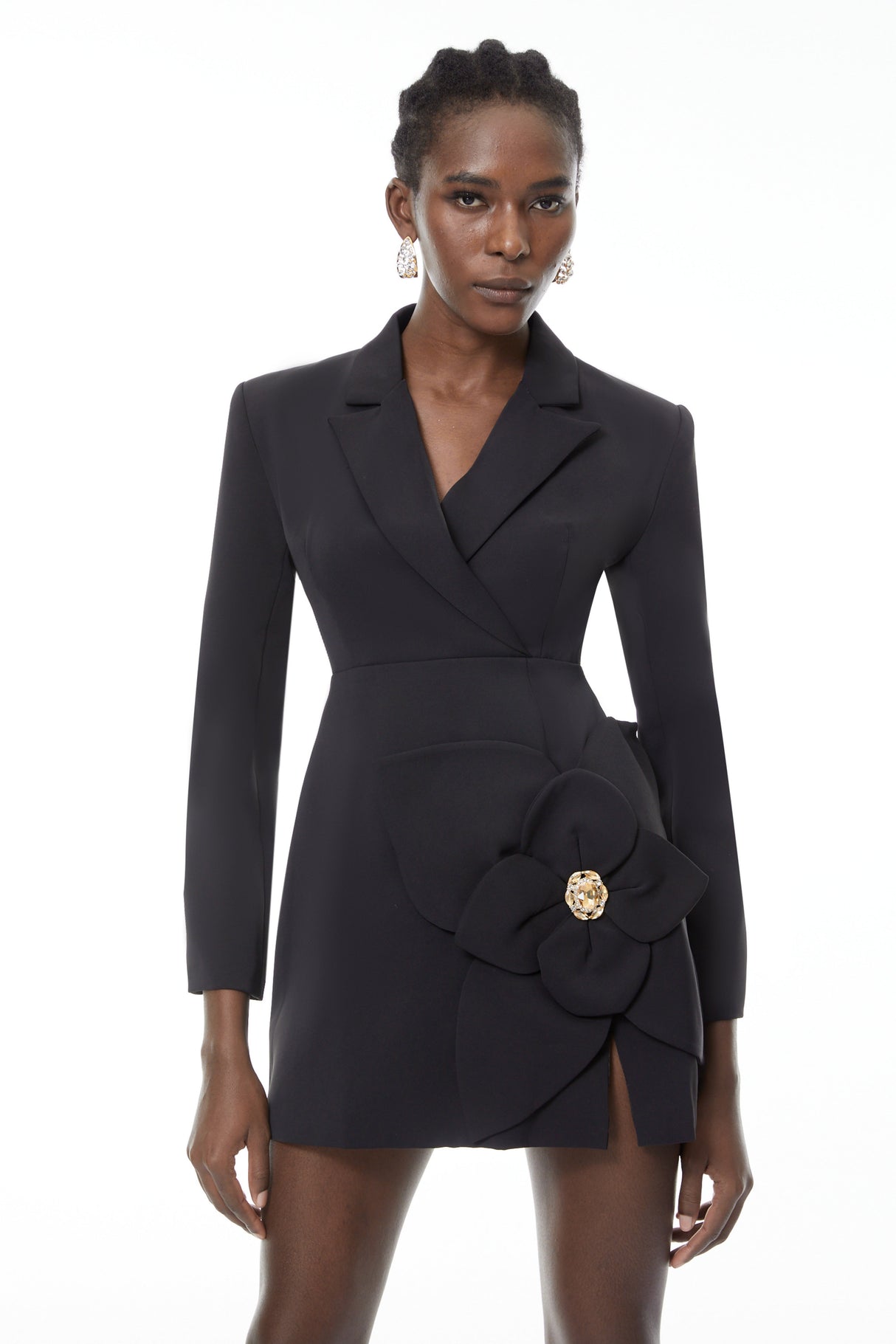 Aurohaya Amelia Black Embellished Blazer Mini Dress