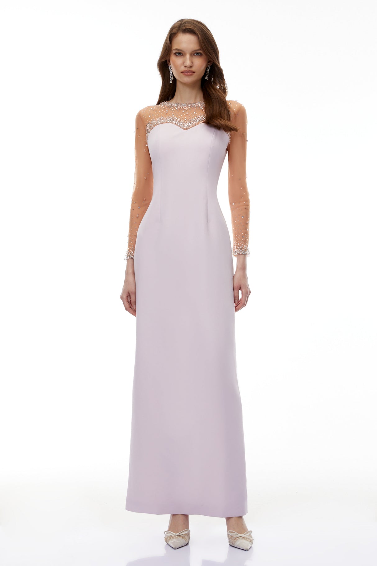 Aurohaya Anastasie Pink Embellished Maxi Dress with Tulle