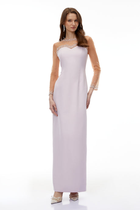 Aurohaya Anastasie Pink Embellished Maxi Dress with Tulle